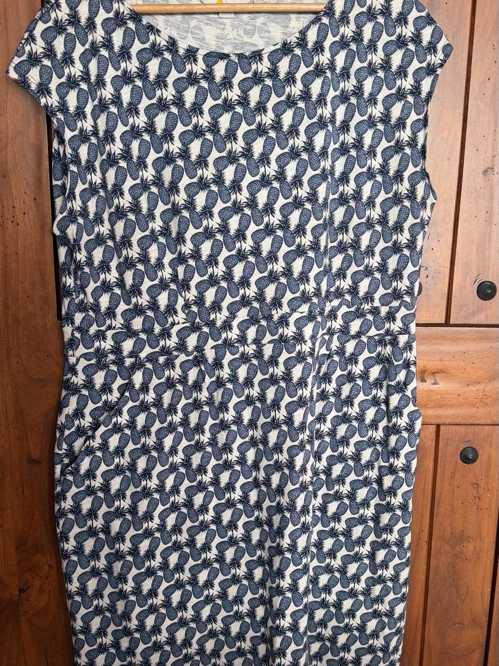 Boden Navy and White Pineapple-Print Shift Dress